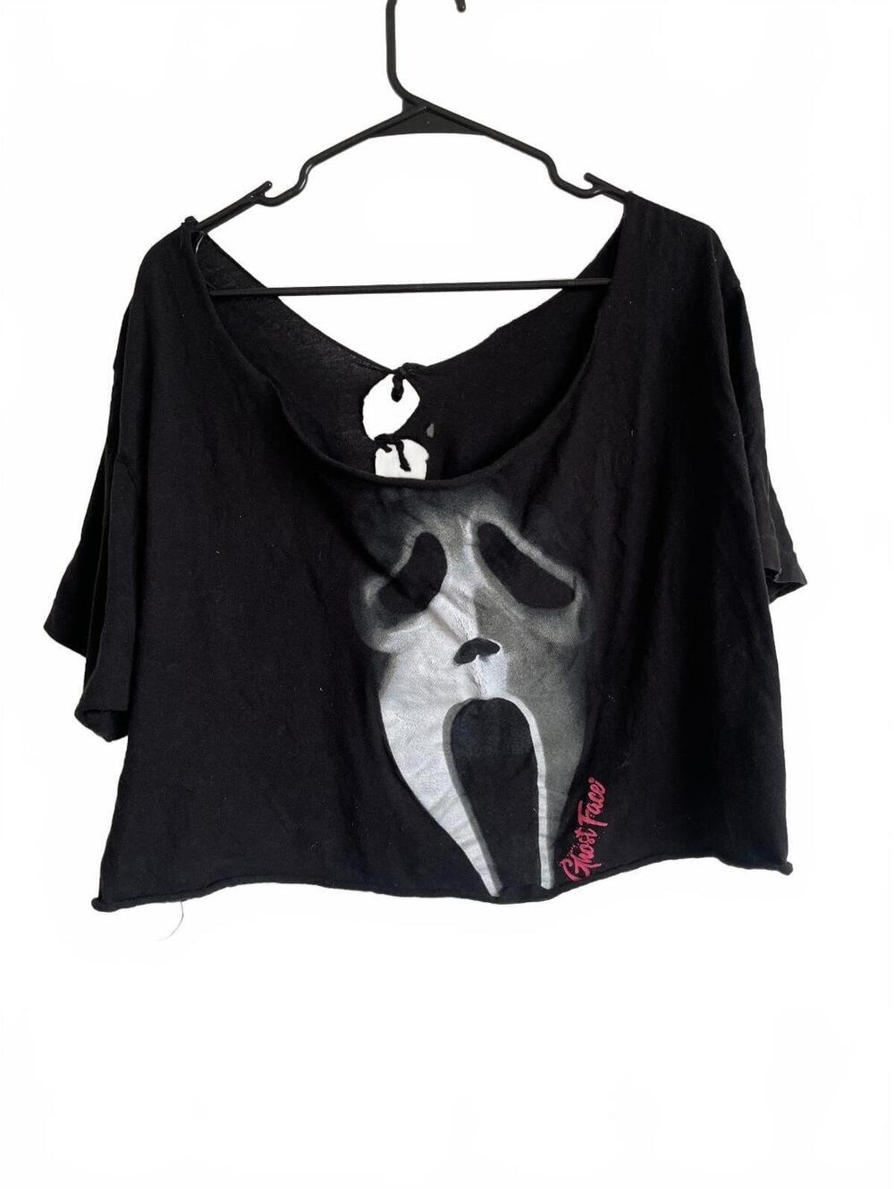 Black Scream Ghostface oversized relaxed grunge Halloween horror crop top xl